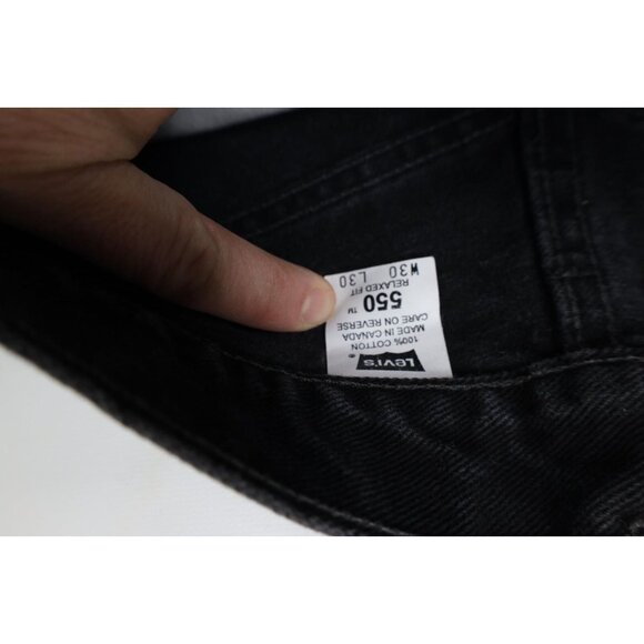 Vintage Y2K 2000 Levis 550 Mens 29x30 Faded Relaxed Fit Denim Jeans Black Cotton - Picture 8 of 14